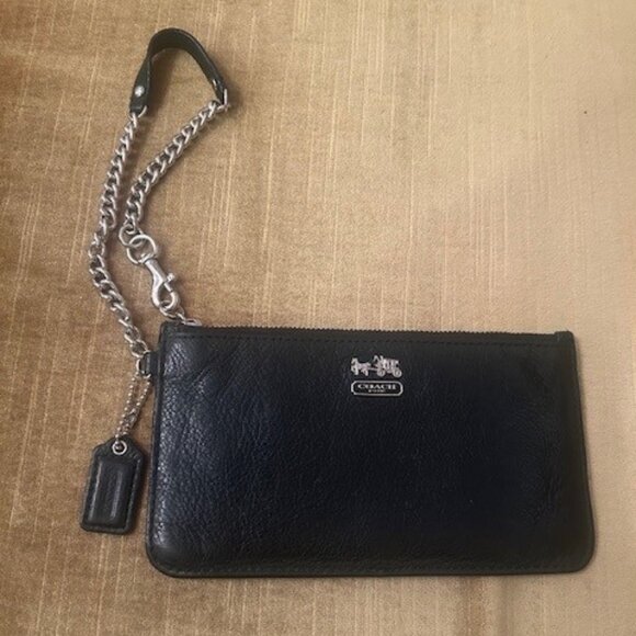 Coach Handbags - NWOT Coach Black Pebbled Leather Wristlet